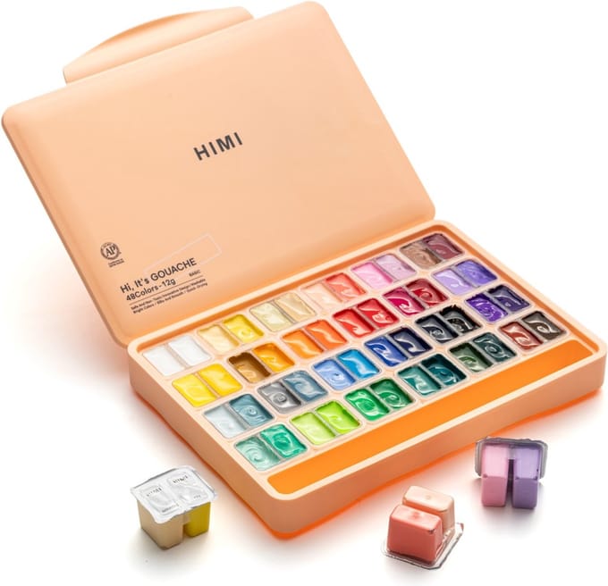 HIMI - Gouache - Twin split cups - set van 48 kleuren - 12g - Peach Fuzz