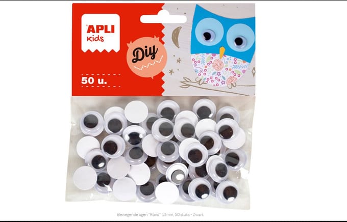 Wiebelogen groot knutselaccessoire zwart 50 stuks zelfklevend.
