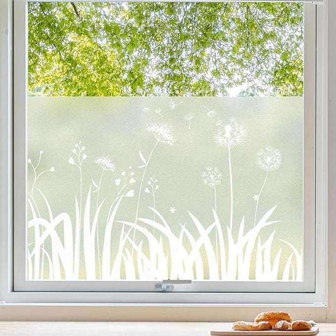 CE - Raamfolie - Mniszek Wzór - Melkwit - 90x400 cm