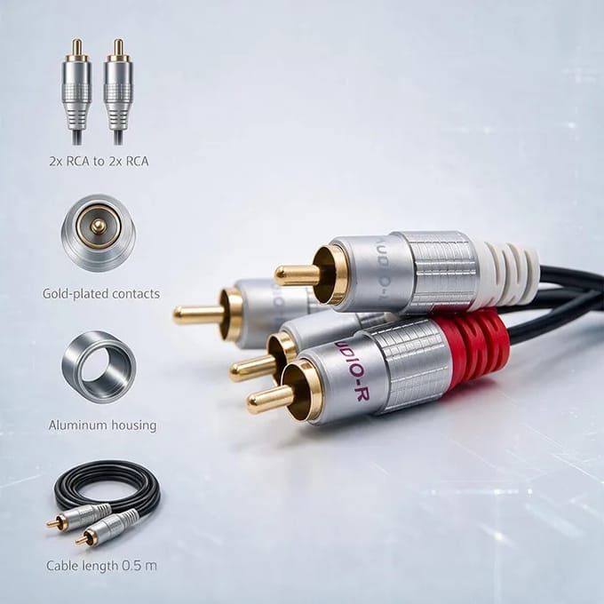 Qoltec Rca-Audiokabel 2X Rca-Male Voor Versterker En Luidsprekers 05M Praktisch