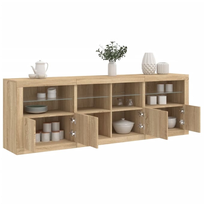 vidaXL - Dressoir - met - LED-verlichting - 202x37x67 - cm - sonoma - eikenkleurig