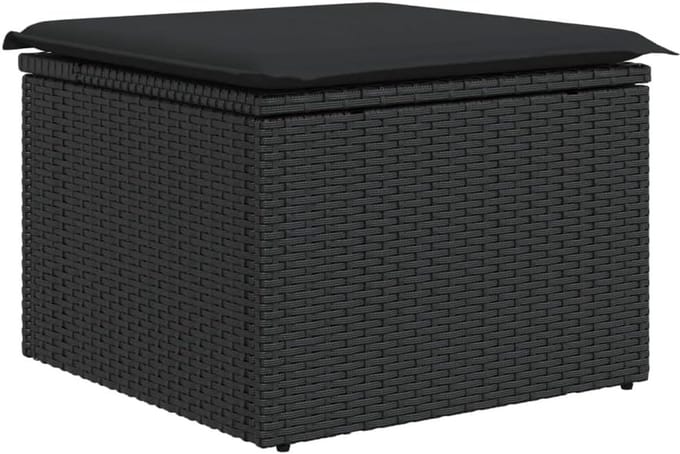 Eenpersoons Tuinkruk met Bijpassend Zitkussen - Poly ঝুলiband Zwart 55x55x37 cm