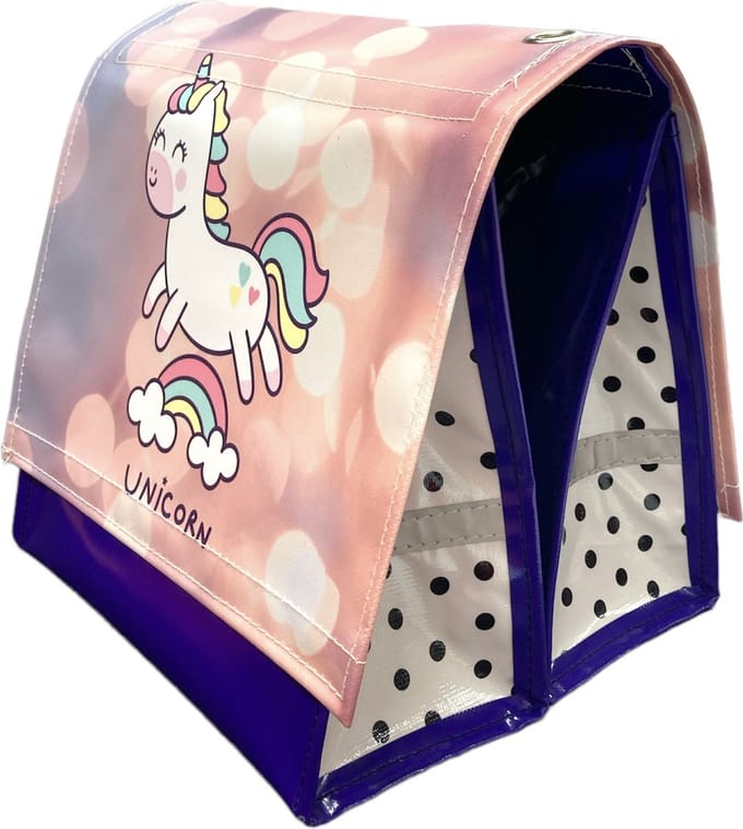 Dubbele kinderfietstas meisjes UNICORN WHITE S