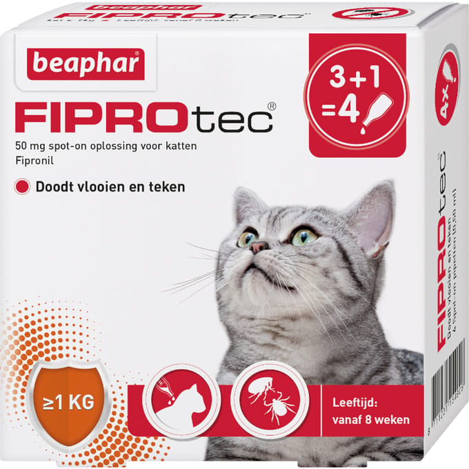 Beaphar Fiprotec Kat - Vlooienbestrijding -  >1 kg -  4 Pipetten