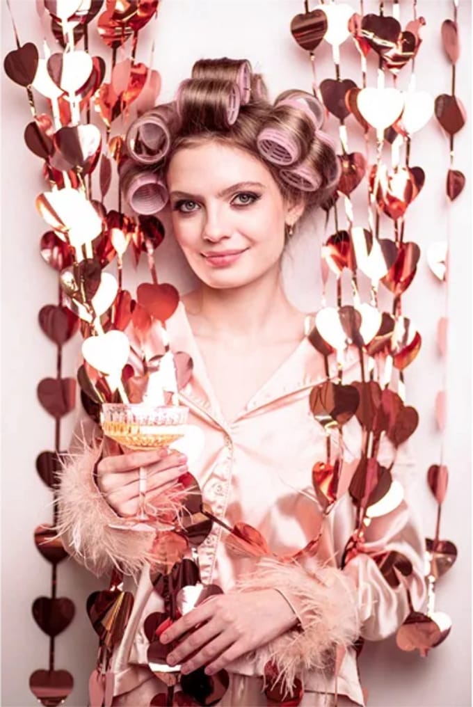 Partydeco - Feestgordijn rose gold harten