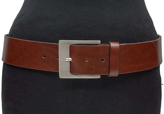 Dames heupriem rood bruin - 5 cm breed - Leer - Brede riem - Casual - Maat 90