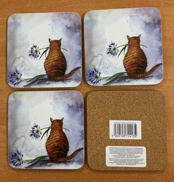 Alex Clark Onderzetters CAT AND AGAPANTHUS ~ KAT