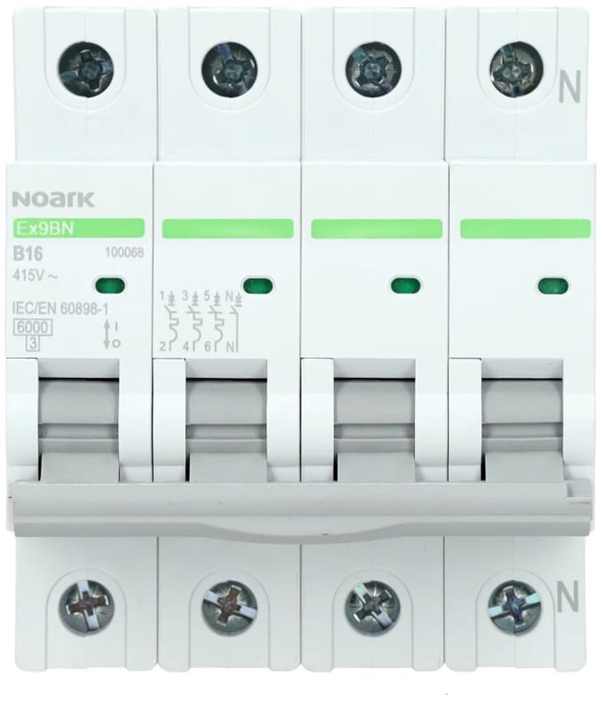 Noark installatieautomaat 3-polig+nul 16A B-kar (Ex9BN 3PN B16)