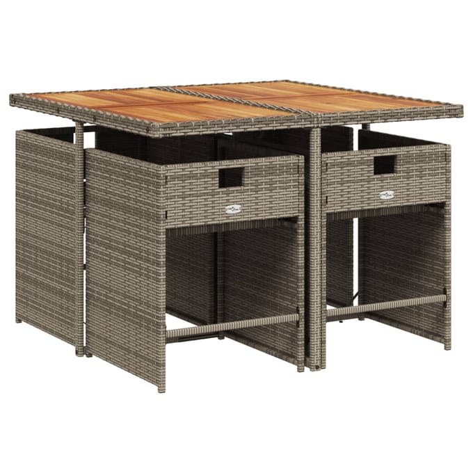 vidaXL - 5-delige - Tuinset - met - kussens - poly - rattan - grijs