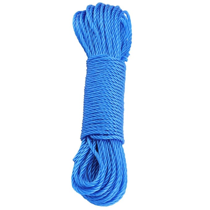 Corde en nylon de 20 m pour corde à linge, jardin, camping, extérieur (Bleu) bleu