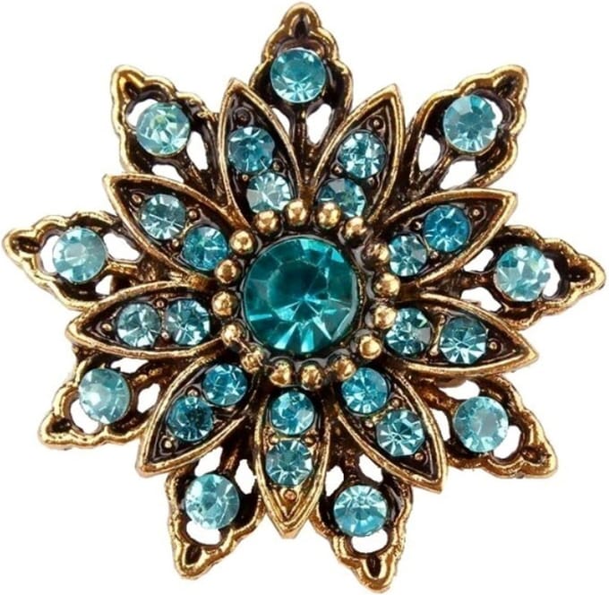 Fako Bijoux® - Broche - Ster Bloem Retro - 32x32mm - Blauw