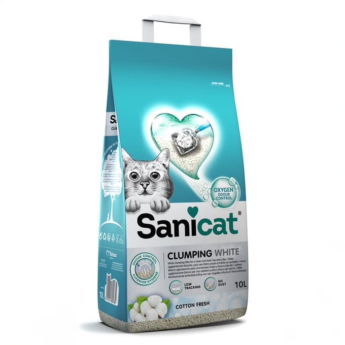 Sanicat Kattenbakvulling Clumping White Cotton Fresh 10 liter