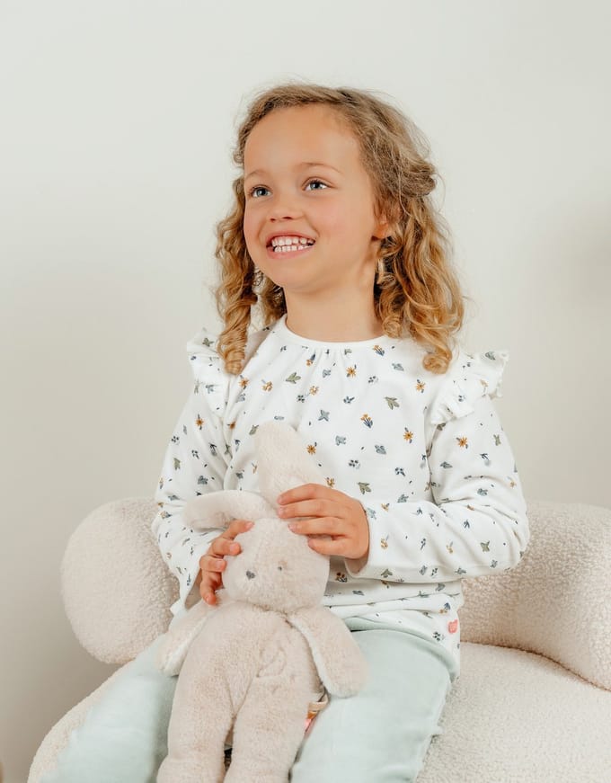 Noukie's - Pyjama - Velour - Meisjes - Bloemen en vogel print - 3 jaar 98