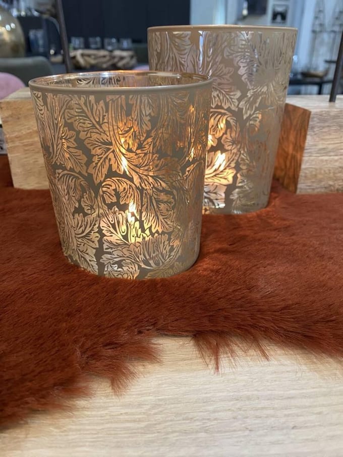 simply D theelichthouders blad goud/brown kerst