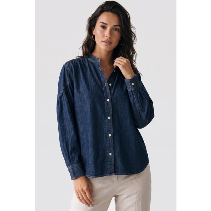 ARKET Idro Denim Chambrey Blue Größe: 36 | Longsleeves Outlet | Damen | Blau