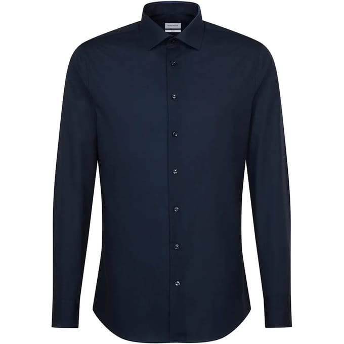 Seidensticker Slim Fit overhemd - donkerblauw - boordmaat 37