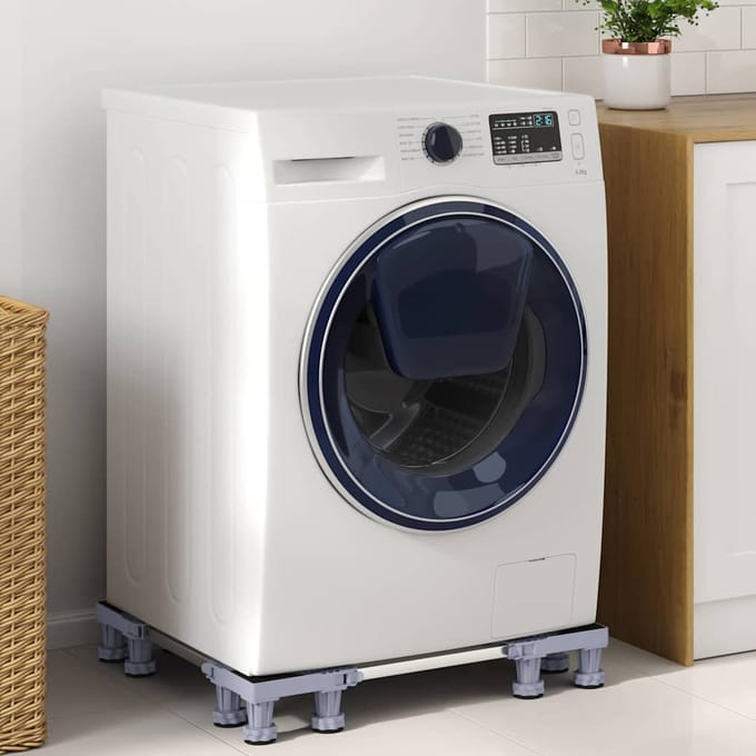 vidaXL - Wasmachinebasis - Grijs - 67 - x - 67 - x - 12 - cm - Roestvrij - staal