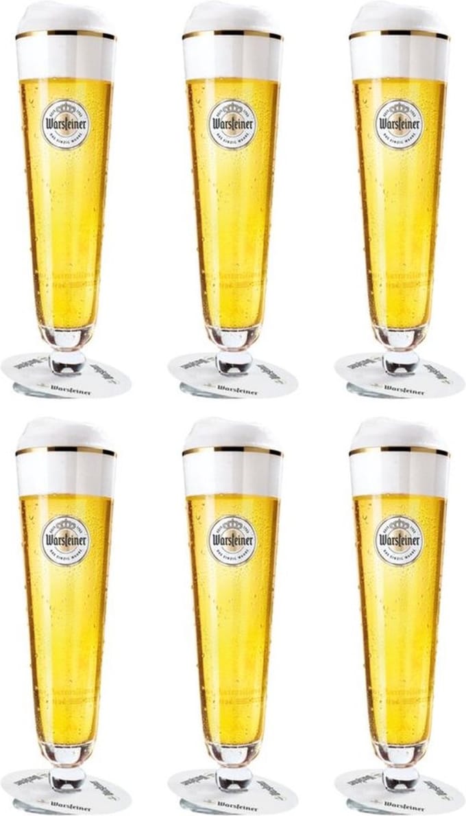 Warsteiner Bierglazen op Voet - 200 ml - 6 stuks