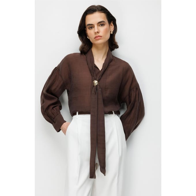 V-hals Blouse met Strikdetails