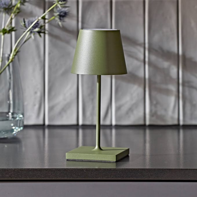 Sigor Nuindie mini LED oplaadbare tafellamp, USB-C, spar groen, dimbaar