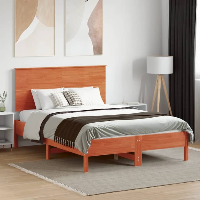 vidaXL - Hoofdbord - 120 - cm - massief - grenenhout - wasbruin