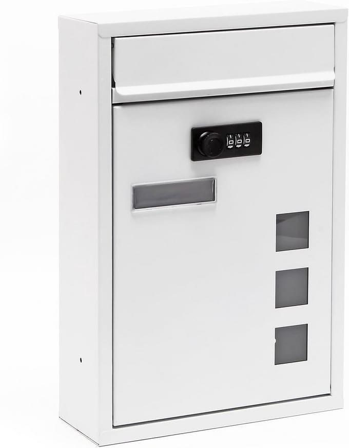Moderne brievenbus met combinatie slot - Wit poedercoating