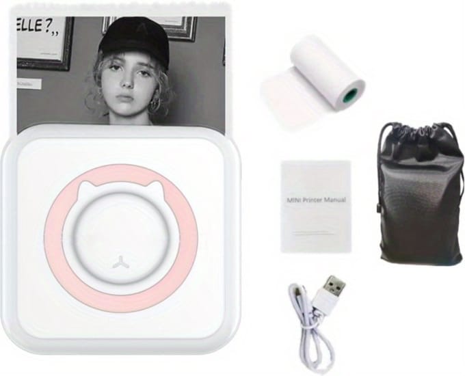 Livano Mini Printer - Pocket Printer - Mobiele Fotoprinter - Voor Mobiel - Draadloos - Roze
