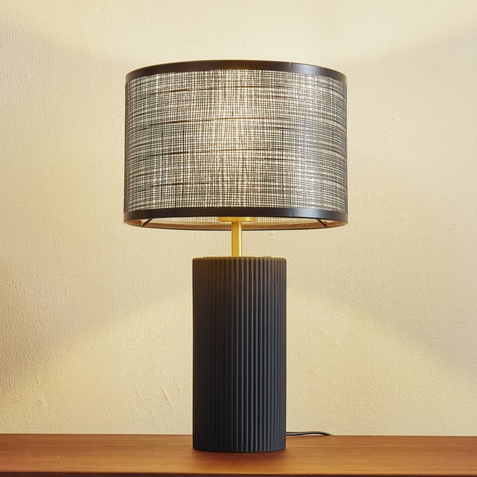Lindby - Tafellamp - 1licht - Ijzer, glas - H: 43 cm - E27 - zwart