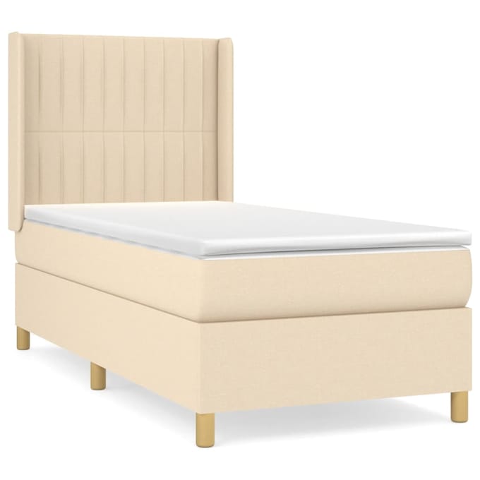 vidaXL - Boxspring - met - matras - stof - crèmekleurig - 80x200 - cm