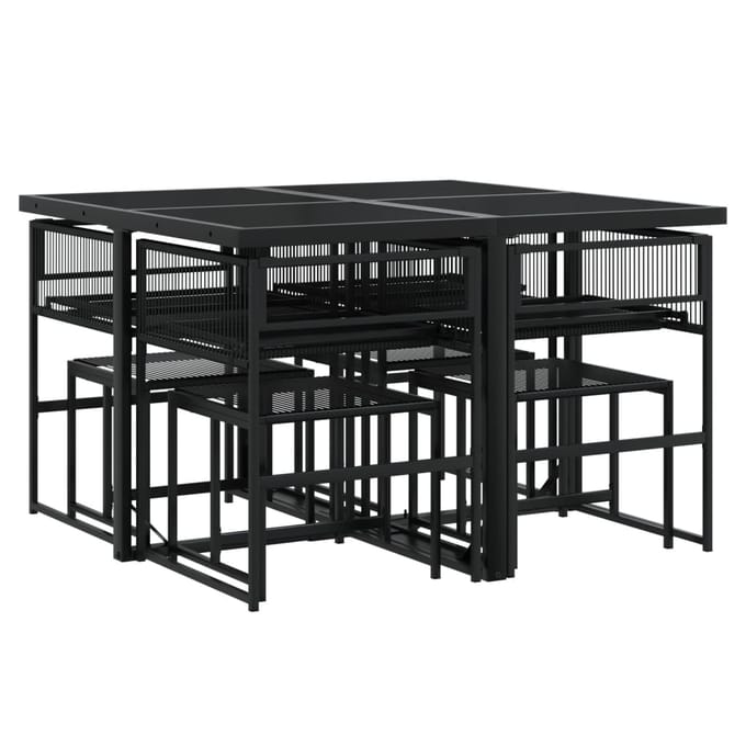 vidaXL - 9-delige - Tuinset - poly - rattan - zwart