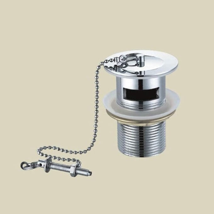 Wastafel Afvoerstop - Badkamer Plug - Afvoer Afsluiten - Met Overloop - G1 1/4" - Zilver