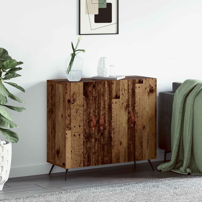 vidaXL - Dressoir - Oudhout - 89,5 - x - 34 - x - 80 - cm - Bewerkt - hout