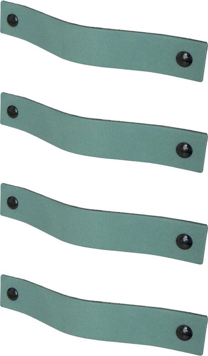 Leren handgrepen (set van 4) 'De platte greep' - Vaalgroen/ Maat XS