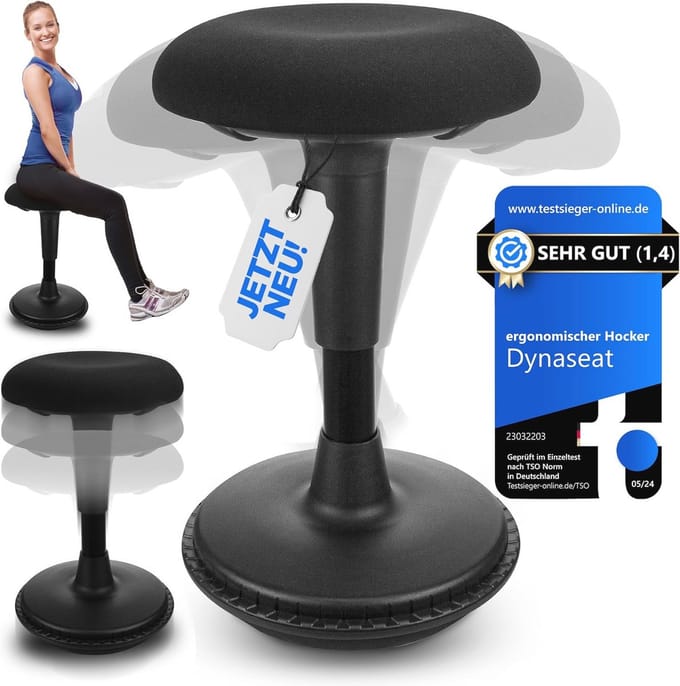Verstelbare Ergonomische Bureaukruk met Zwaaieffect - Zwart (45-65 cm)