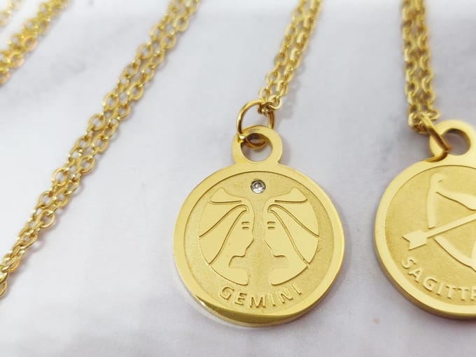 Mei's - Muse Zodiac Tweeling - ketting dames - RVS goud - 45 t/m 50 cm