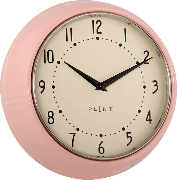 PLINT Retro Wandklok - 23 cm Doorsnede - Roze