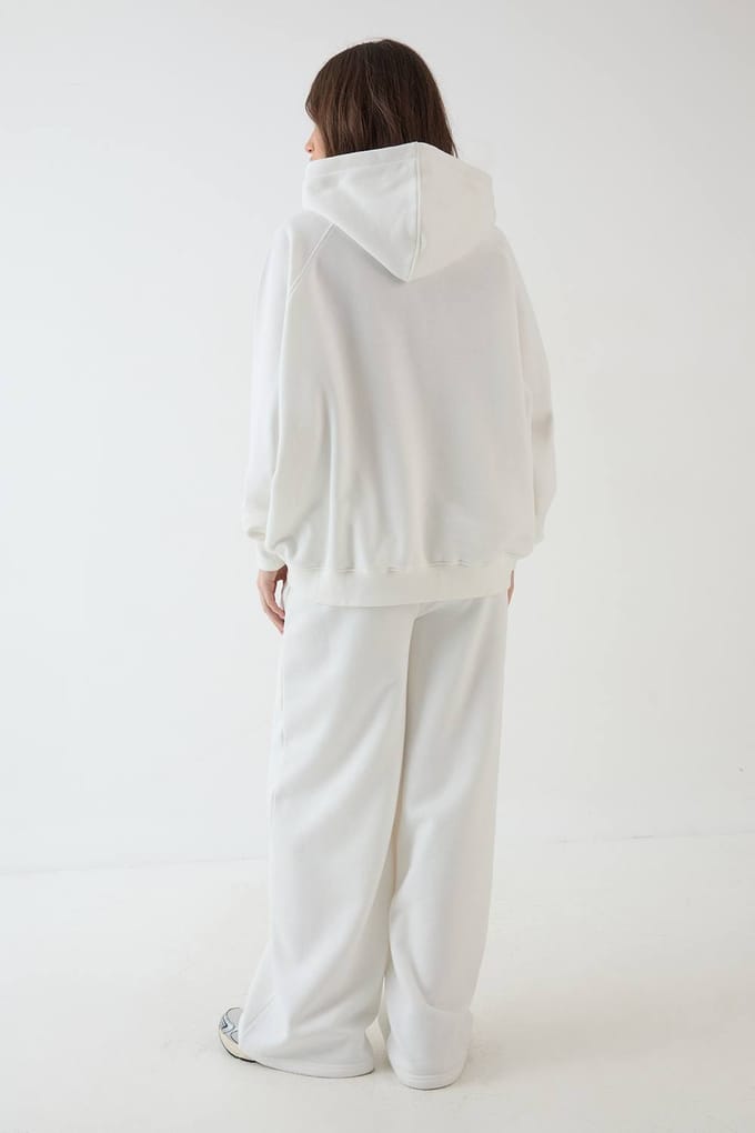 Dames Dsgn Studio Collegiate Bedrukte Raglan Naad Oversized Hoodie | Cream | Maat: Medium