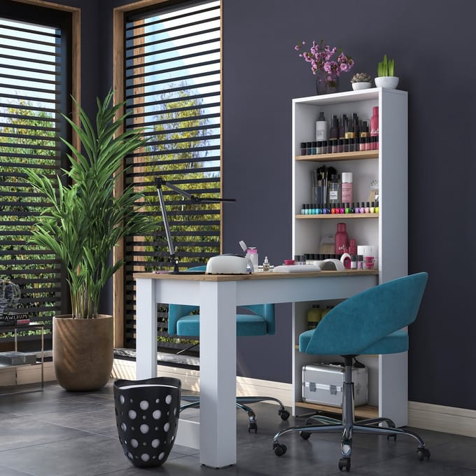 Skye Decor, Kaptafel, BJ113 - 2621, Gemelamineerde spaanplaat, Walnoot & Wit, 120 x 53,8 x 153,6 cm