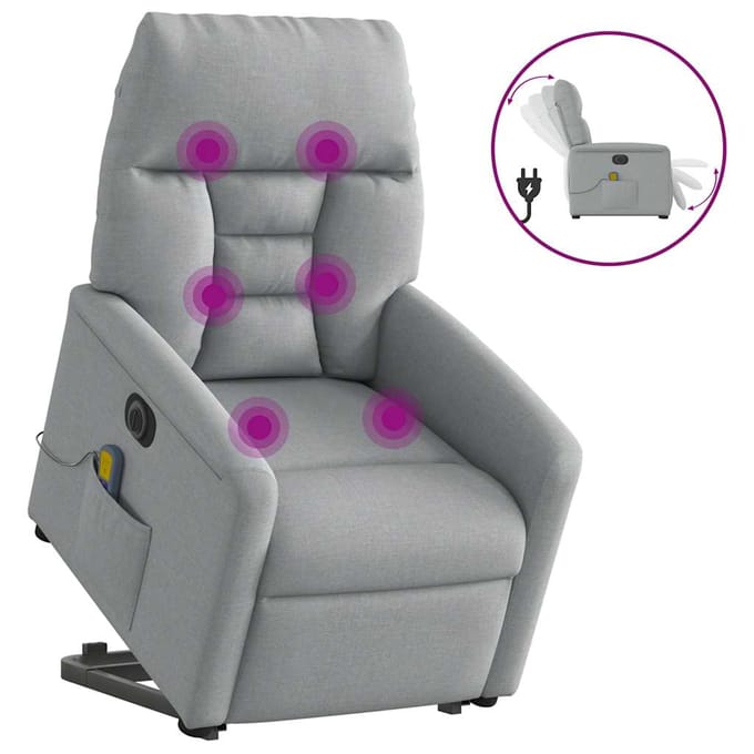 vidaXL - Sta-op-massagestoel - elektrisch - verstelbaar - stof - lichtgrijs