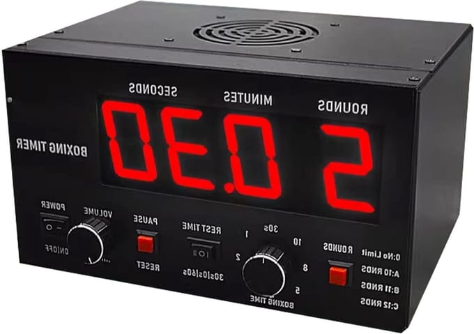 Boxing Timer, Digital Gym Timer - Gym Clock, Interval Timer, Training Timer, Interval Gym Timer with LED Display for Training, Boxing Equipment, 30 Seconds - 10 min Training and 0/30/60 Seconds Rest