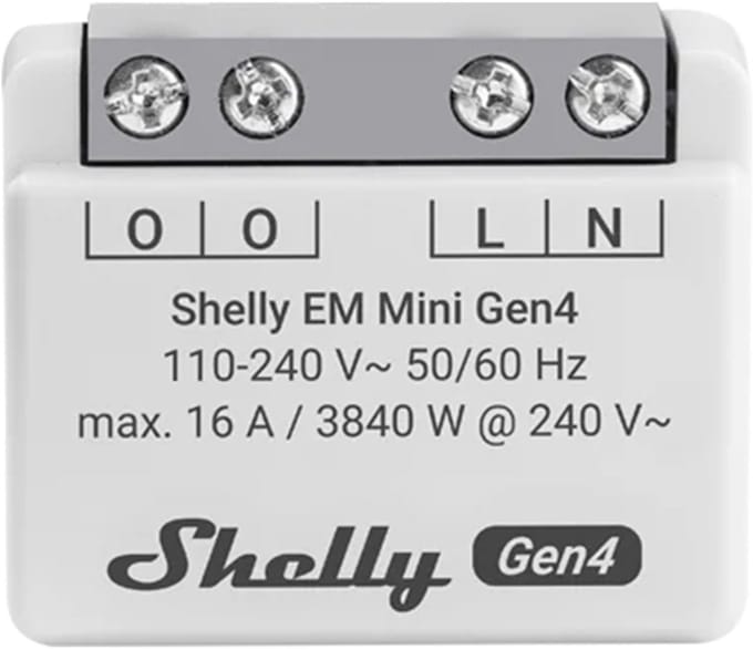 Shelly EM Mini Gen4 - compacte energiemeter 16A - Wi-Fi, Bluetooth en Zigbee