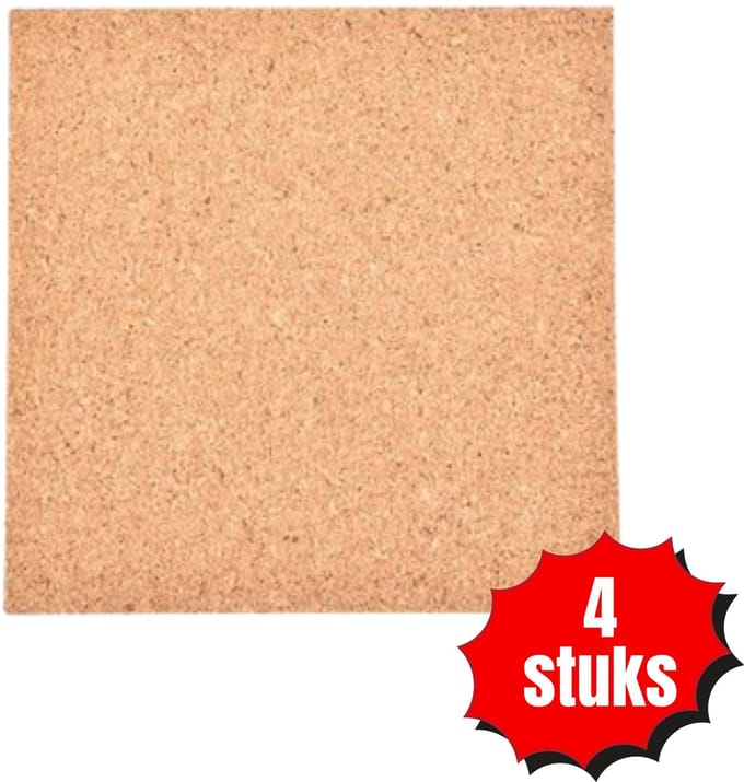 Flokoo Kurk Prikbord - 30x30 cm - Prikbord - Vierkant - Zelfklevend - 4 stuks