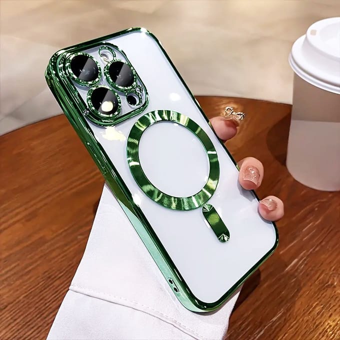 GREEN ON Camera Shield MagSafe Silicone Case geschikt voor iPhone 15 - Groen