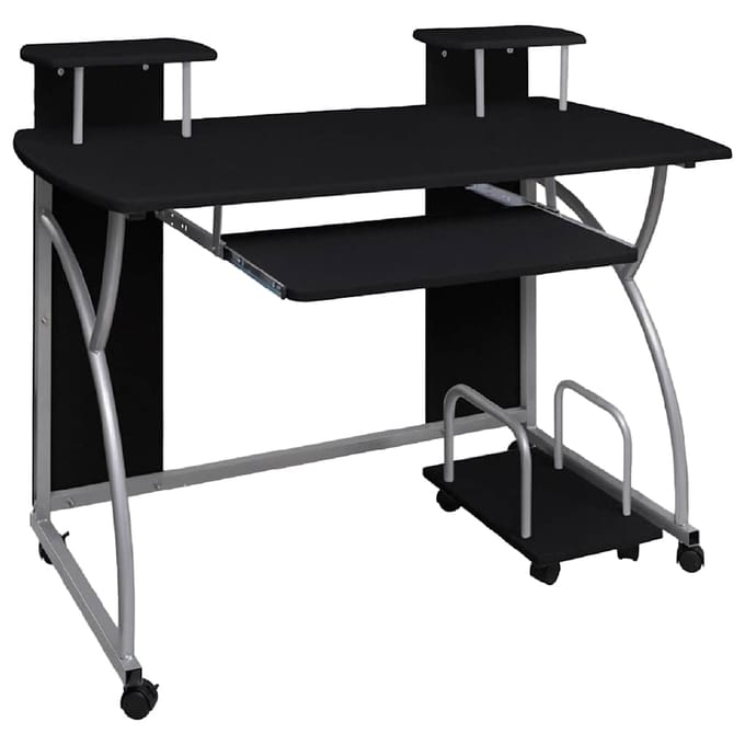 vidaXL - Computerbureau - 110x52x88,5 - cm - bewerkt - hout - zwart