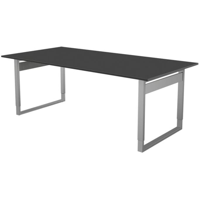 Vergadertafel Atwork antraciet 200x100cm verstelbaar