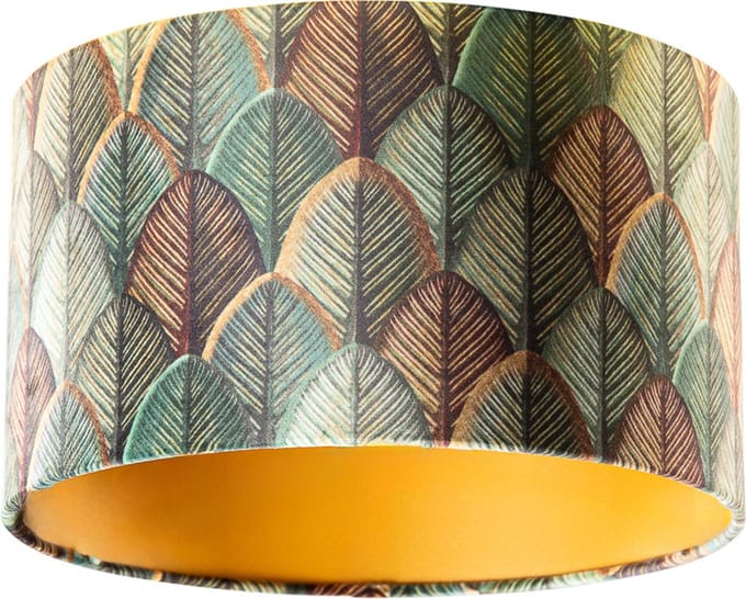 QAZQA cilinder velours - Klassieke Lampenkap - Ø 35 cm - Groen -