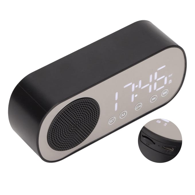 Radio-réveil double réveil numérique portable avec haut-parleur Bluetooth pour lire et cuisiner gray