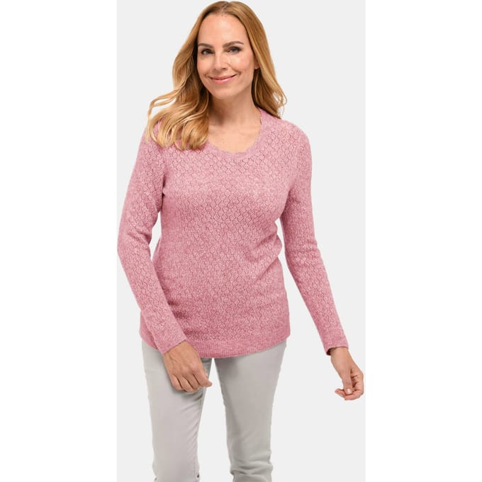Elegante ajour pullover van eersteklas gemêleerd garen - rosé / gemêl. - Gr. 21 van Goldner Fashion