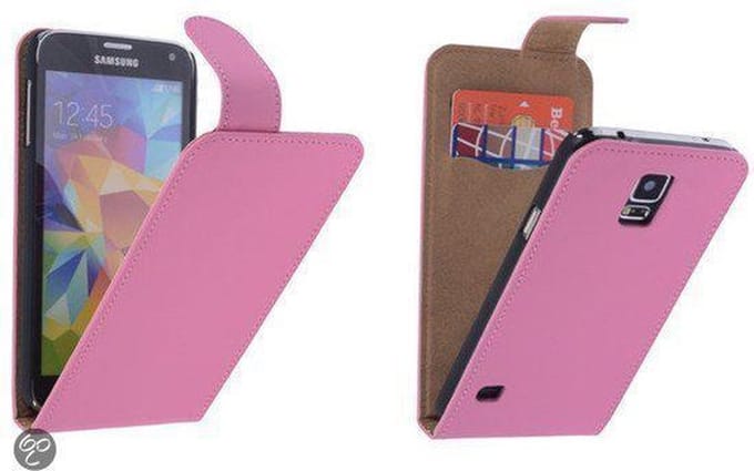 Roze Effen Classic Flipcase Hoesje Samsung Galaxy S5