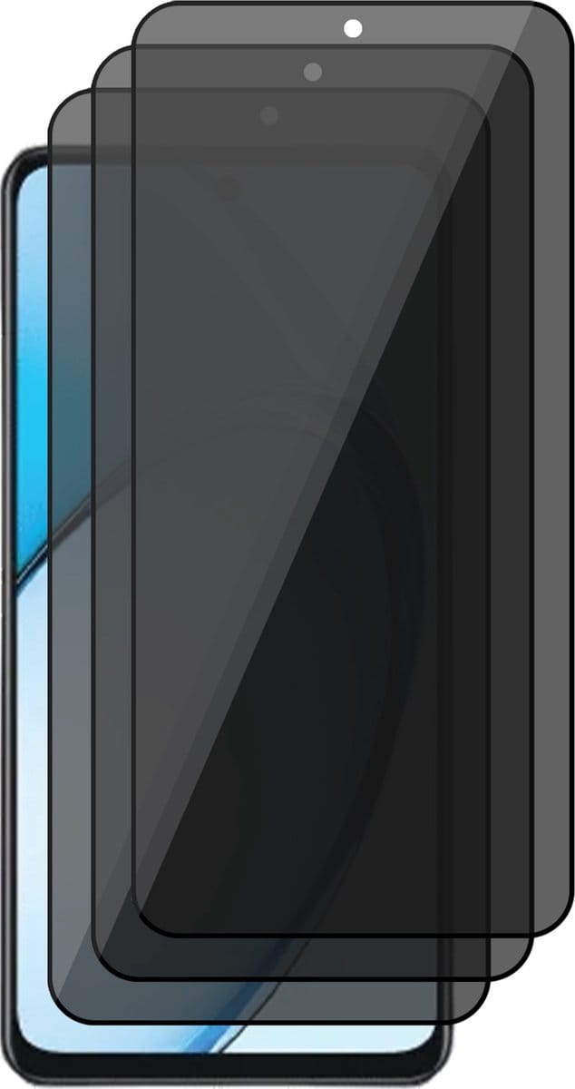 Privacy Screenprotector geschikt voor Oppo A60 / A40 / A40m - 3x Volledig Dekkend Glas Screen Protector